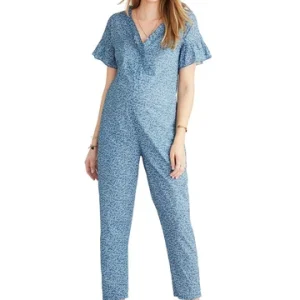 Hatch Maternity Women's THE VICTORIA JUMPSUIT Blue Prairie Floral $278 NEW